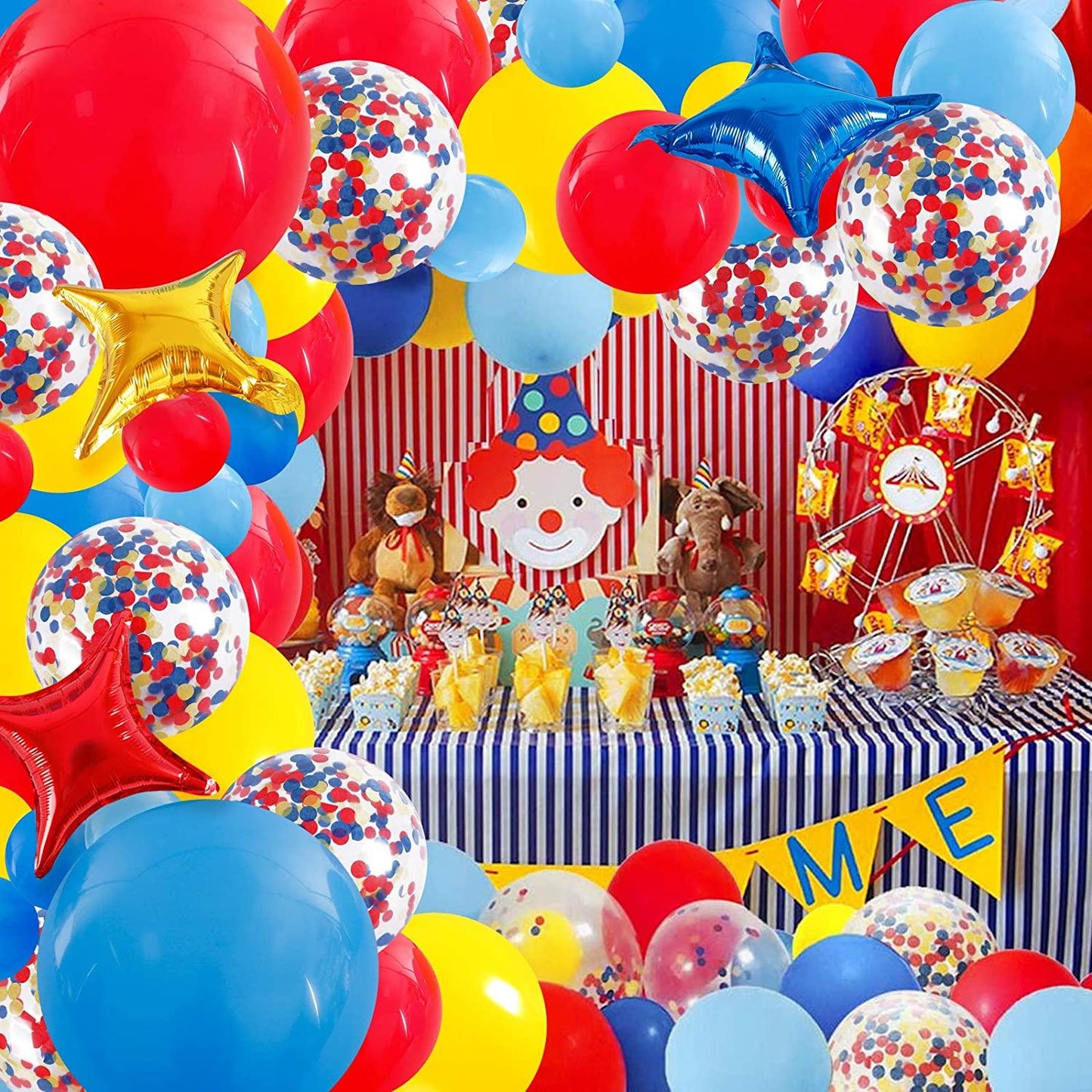 Carnival Circus Balloon Garland Arch Kit, 120pcs Red Blue Yellow Primary Color Balloons Rainbow Multicolor Confetti - If you say i do