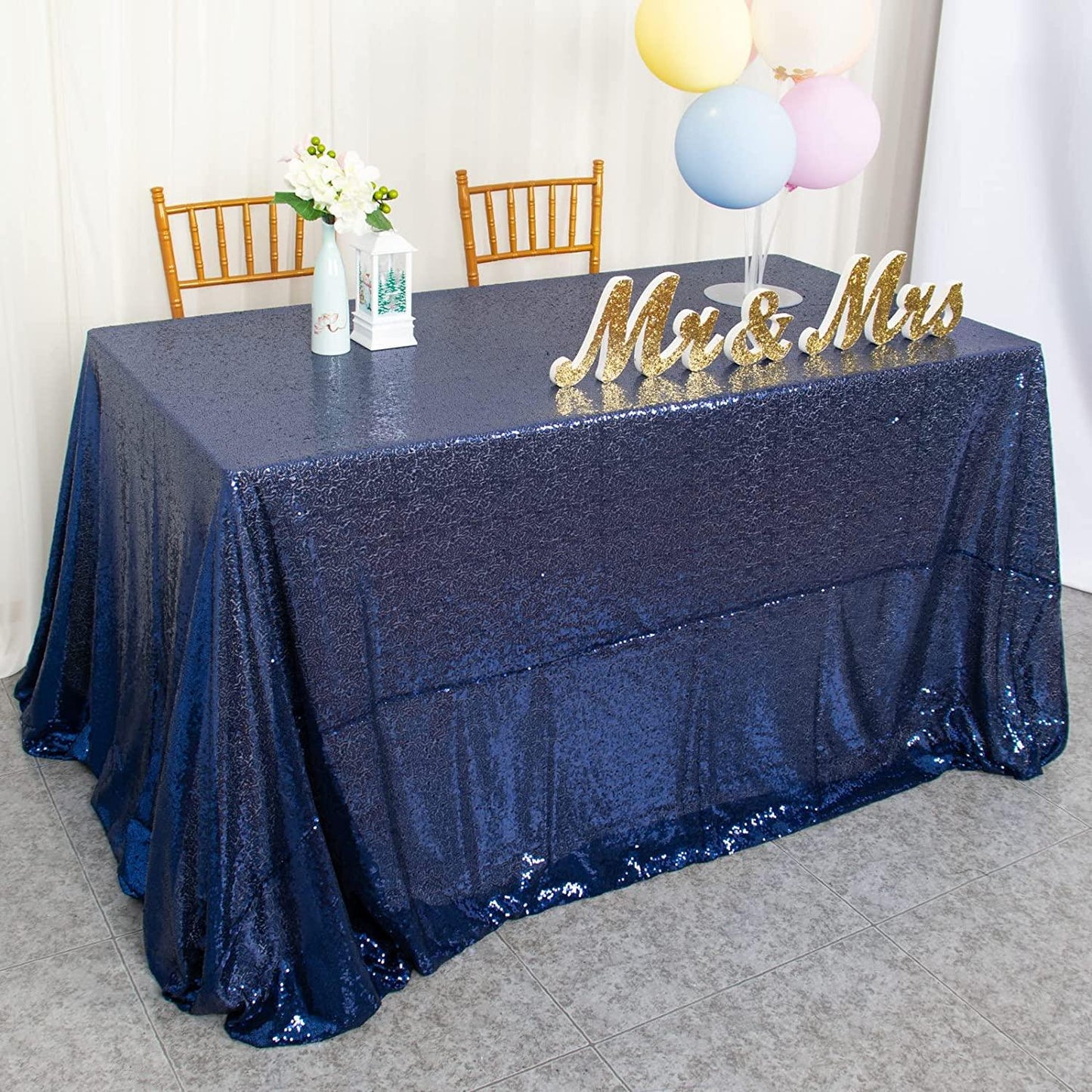 60x102-Inch Rectangle Sequin Tablecloth Wine Table Cover Decorations for Weddings Party Baby Shower Decorations - If you say i do