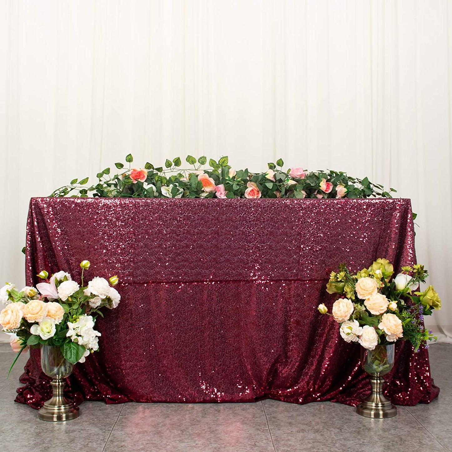 60x102-Inch Rectangle Sequin Tablecloth Wine Table Cover Decorations for Weddings Party Baby Shower Decorations - If you say i do