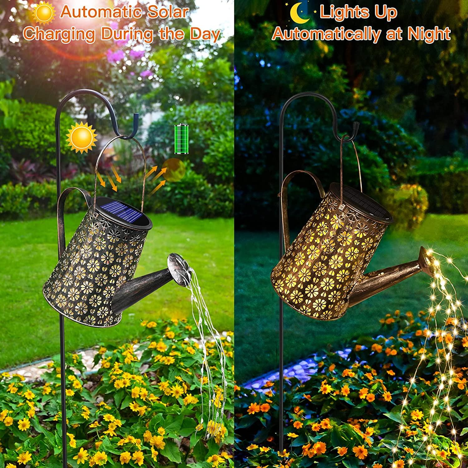 Solar Watering Can with Lights,Solar Outdoor Garden Decor Waterproof Large Hanging Lantern Landscape Lights - If you say i do