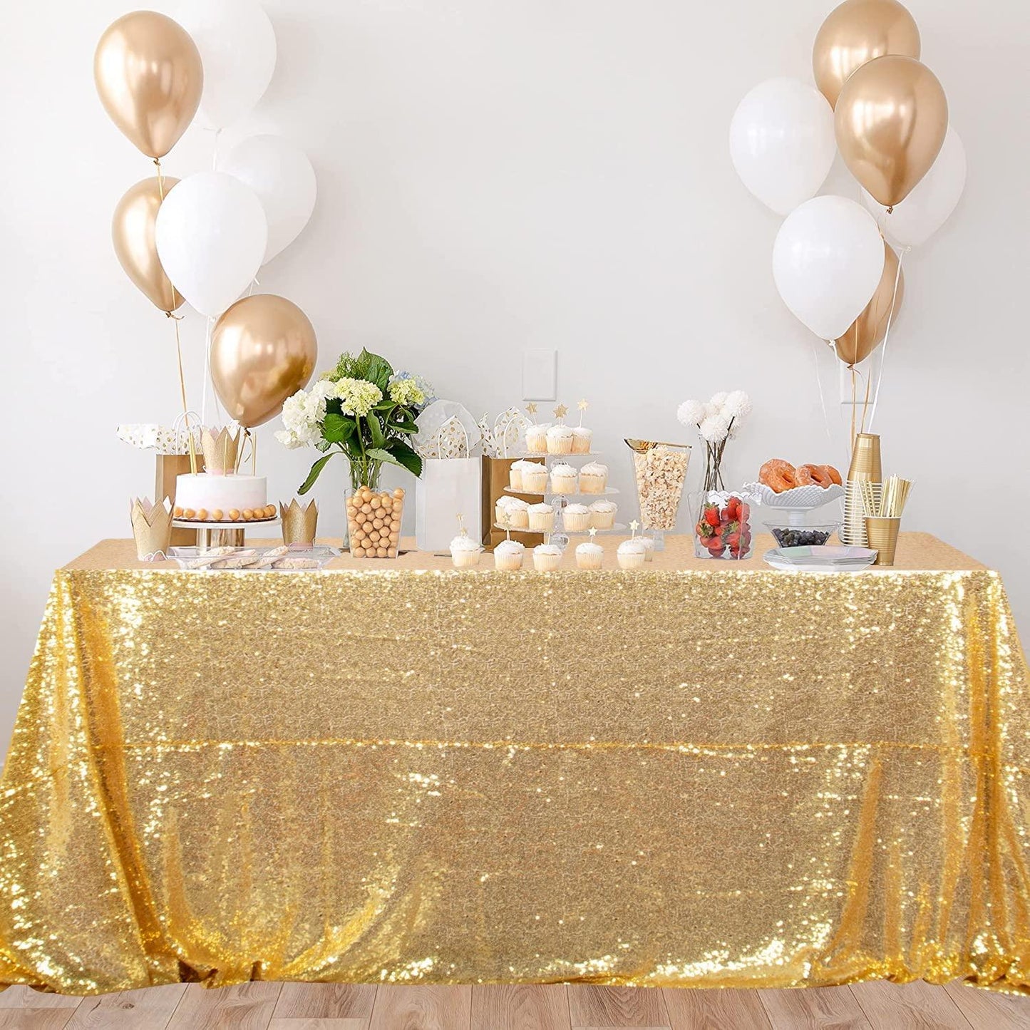 60x102-Inch Rectangle Sequin Tablecloth Wine Table Cover Decorations for Weddings Party Baby Shower Decorations - If you say i do