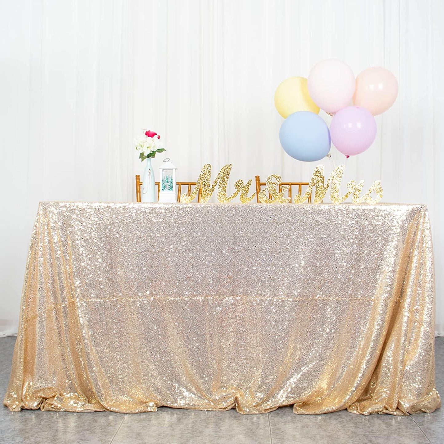 60x102-Inch Rectangle Sequin Tablecloth Wine Table Cover Decorations for Weddings Party Baby Shower Decorations - If you say i do