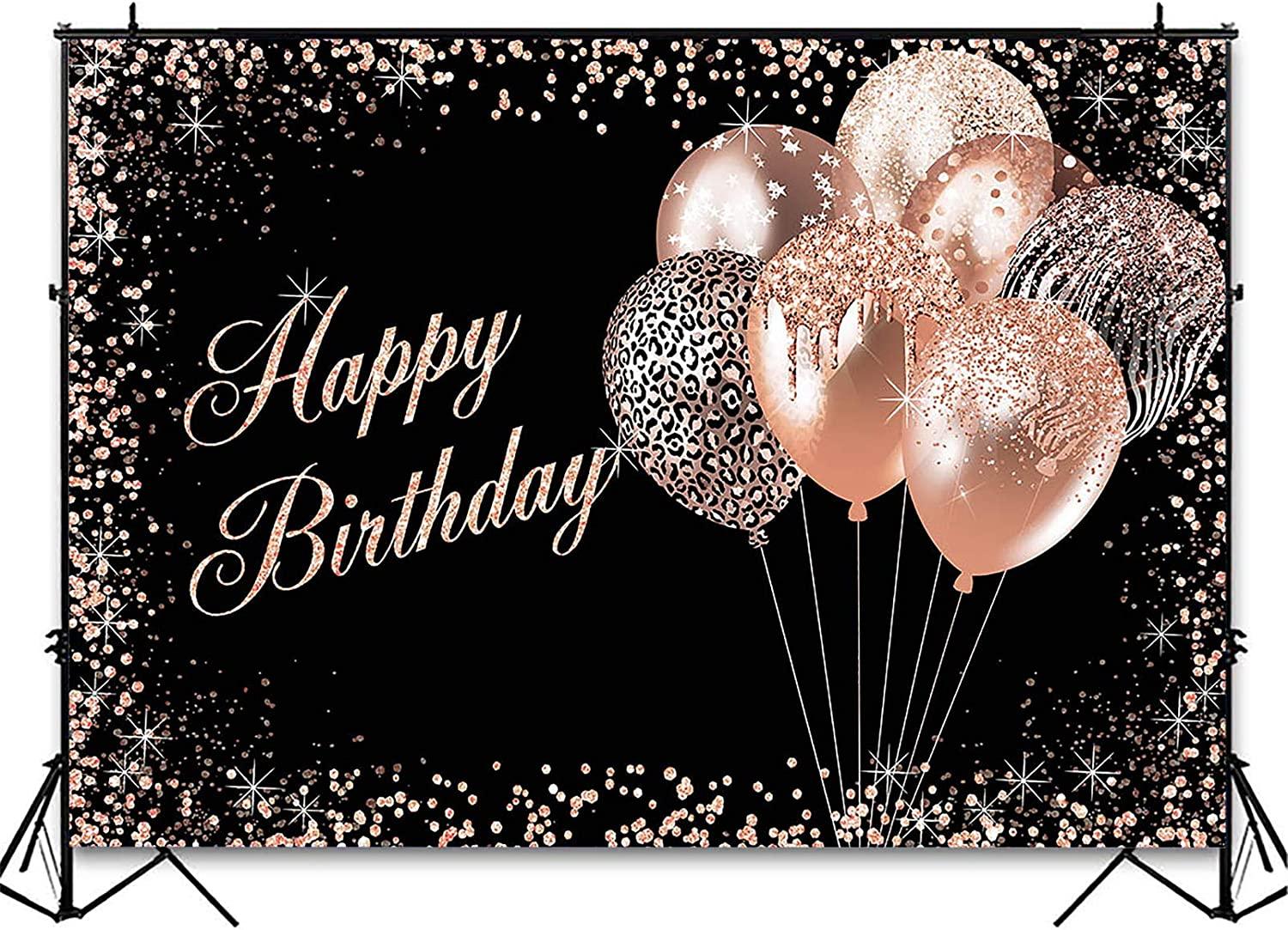 Birthday Decorations Women, Rose Gold Black Birthday Balloon Girl