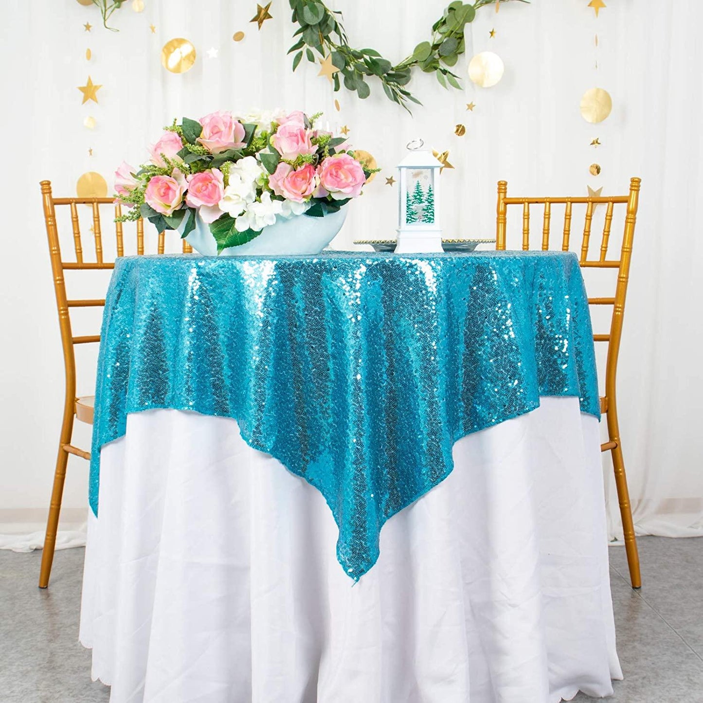 Tablecloth-Gold Sequin Table Overlay and Sequin Tablecloth/Linen for Wedding/Party/Event - If you say i do