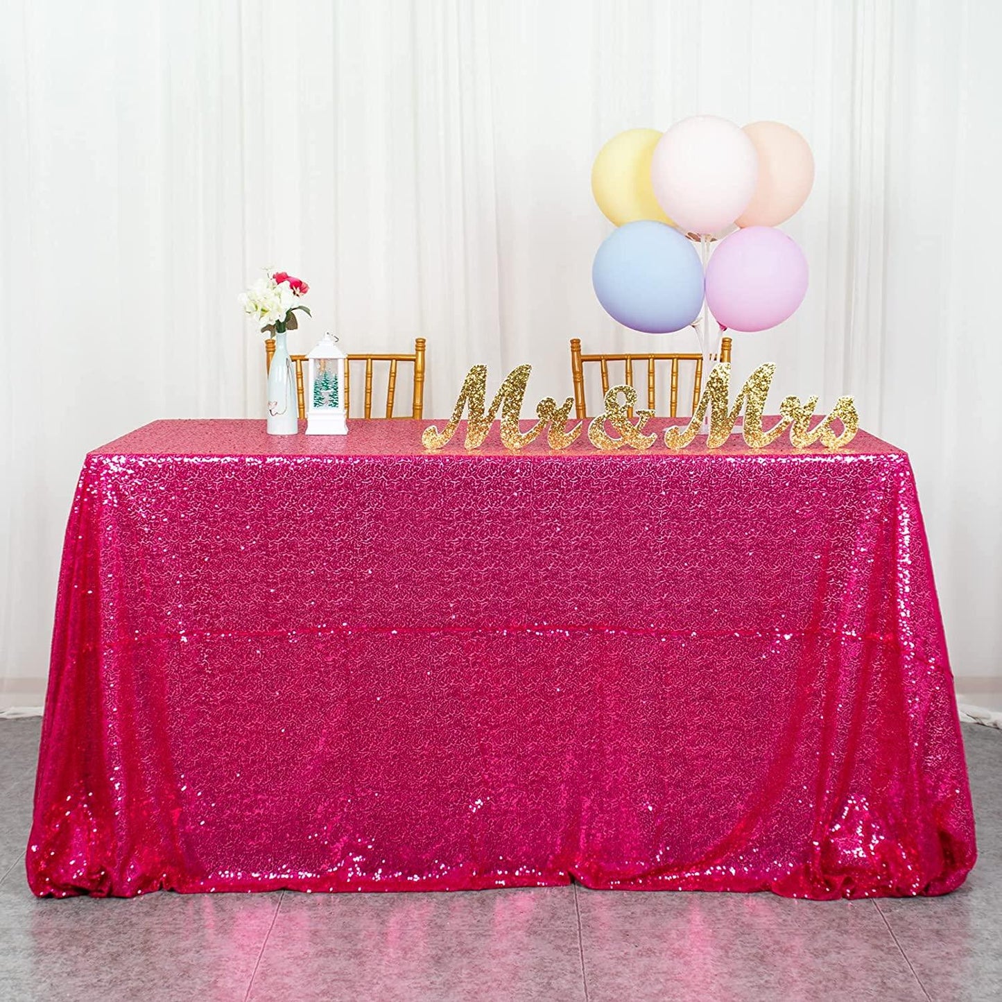 60x102-Inch Rectangle Sequin Tablecloth Wine Table Cover Decorations for Weddings Party Baby Shower Decorations - If you say i do
