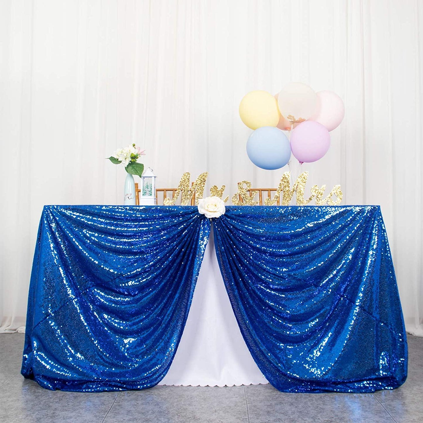 Tablecloth-Gold Sequin Table Overlay and Sequin Tablecloth/Linen for Wedding/Party/Event - If you say i do