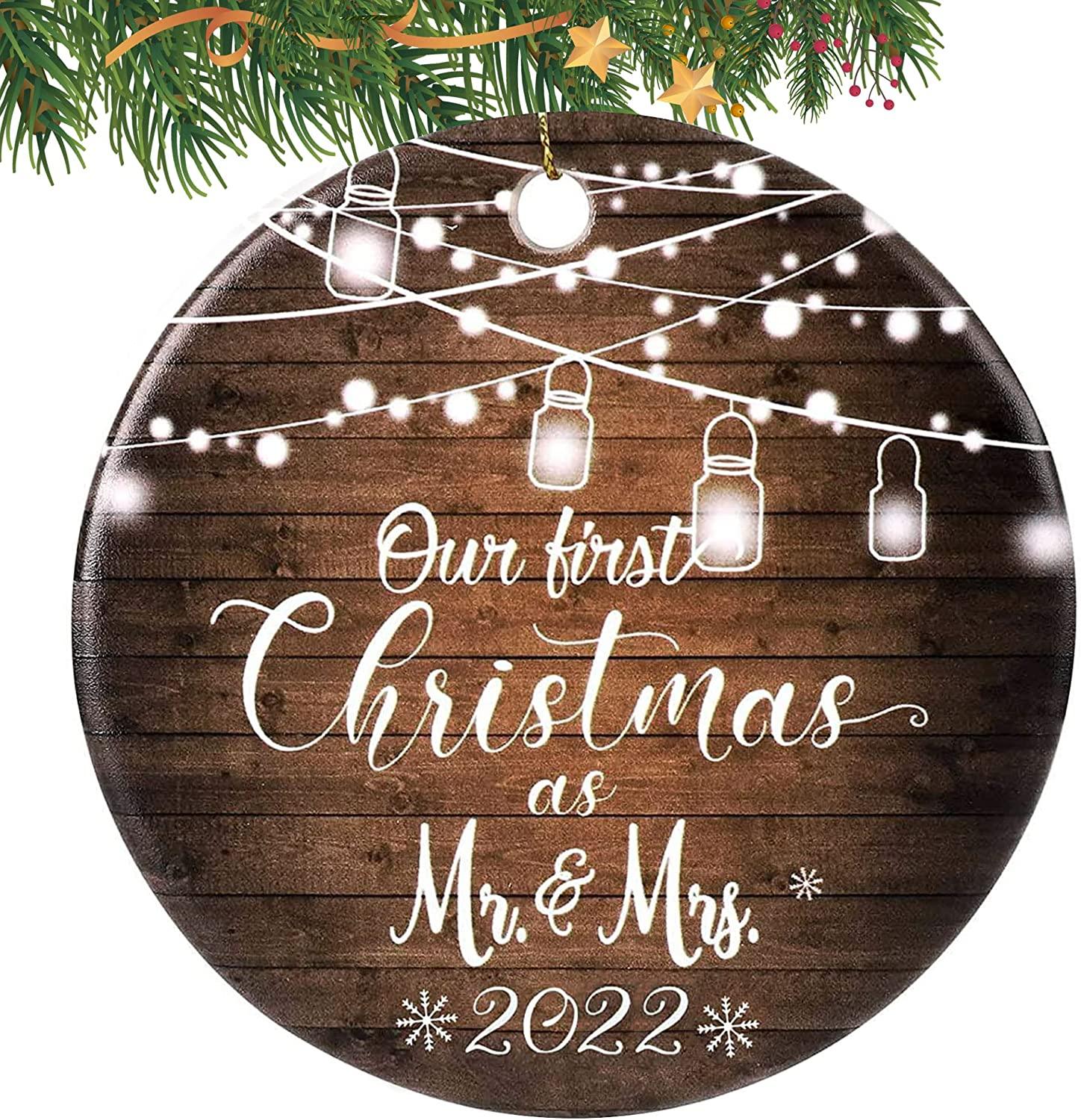 2022 Our First Christmas as Mr. and Mrs. Ornament, First Christmas Married Ornaments, Wedding Gifts for Couple, Christmas Tree Ornaments - If you say i do