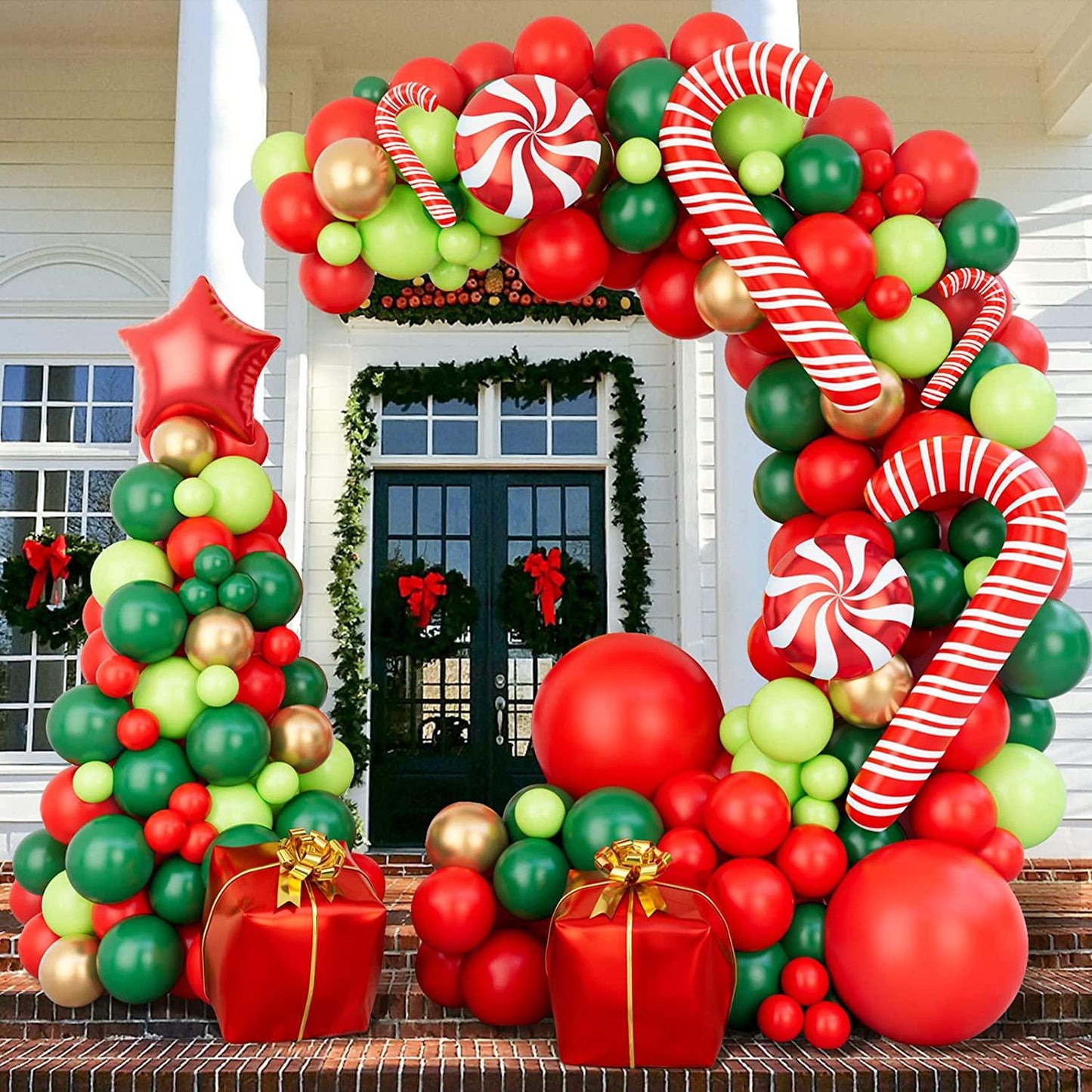 144 Piece Christmas Balloon Garland Arch kit with Xmas Red Gold Fresh Green and Dark Green Balloon Candy Balloons - If you say i do