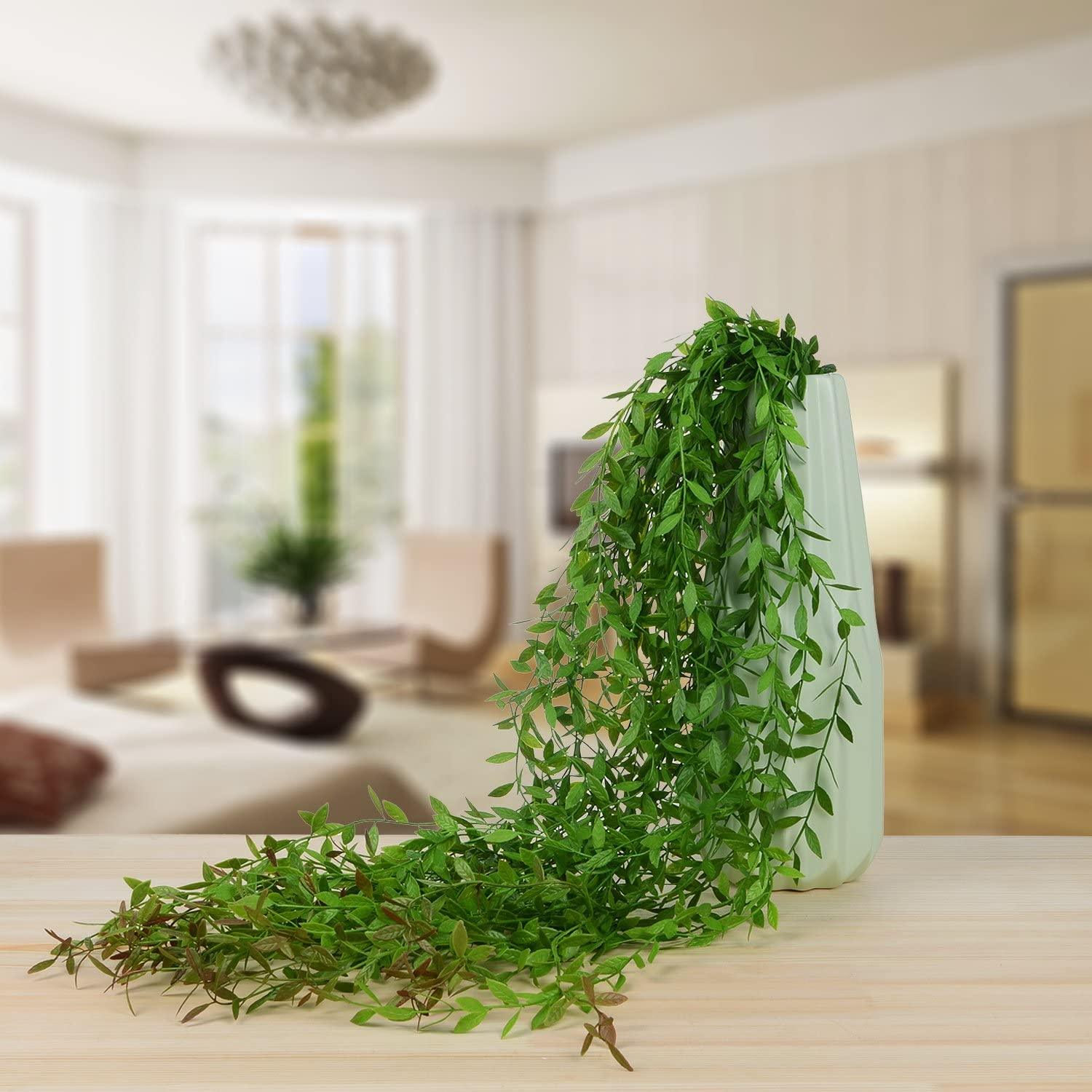 artificial plants hanging 6pcs Artificial Vines Fake Greenery Garland Willow Leaves with Total 3 – If you say i do