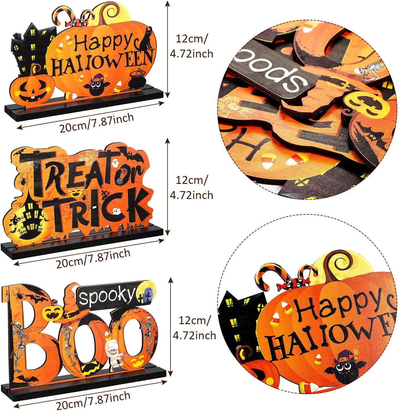 3 Happy Halloween Table Decorations, Pumpkin Table Centerpieces Boo Sign - If you say i do