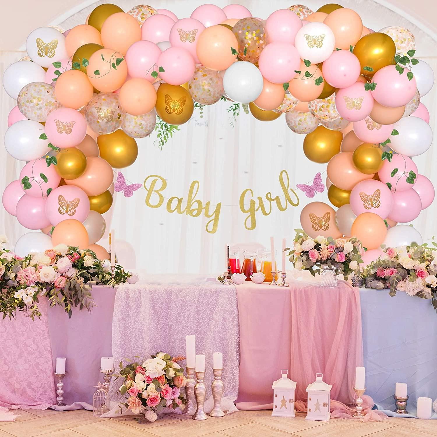 110 Piece Butterfly Garden Baby Shower Decorations For Girl – Pink Bal – If  you say i do