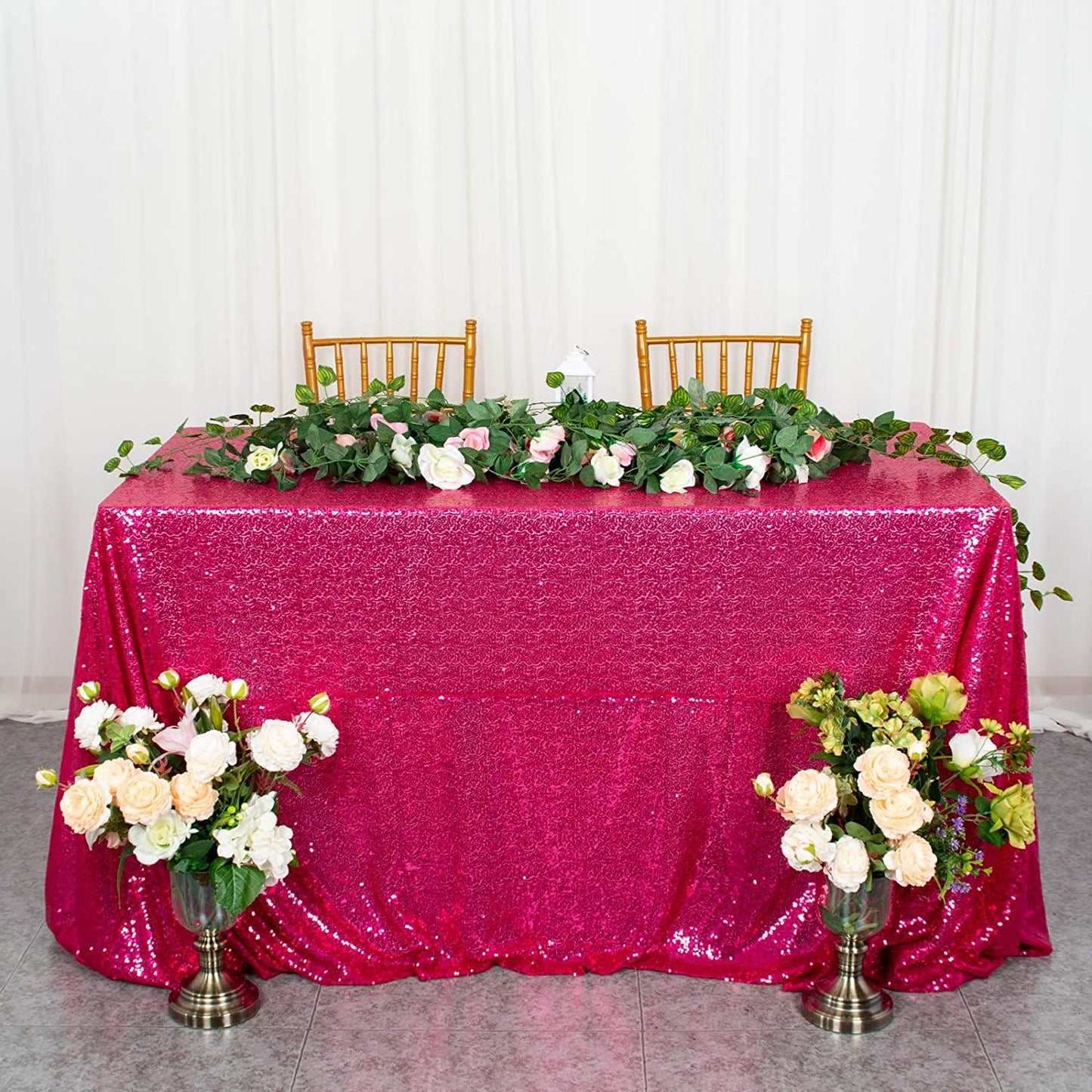 60x102-Inch Rectangle Sequin Tablecloth Wine Table Cover Decorations for Weddings Party Baby Shower Decorations - If you say i do