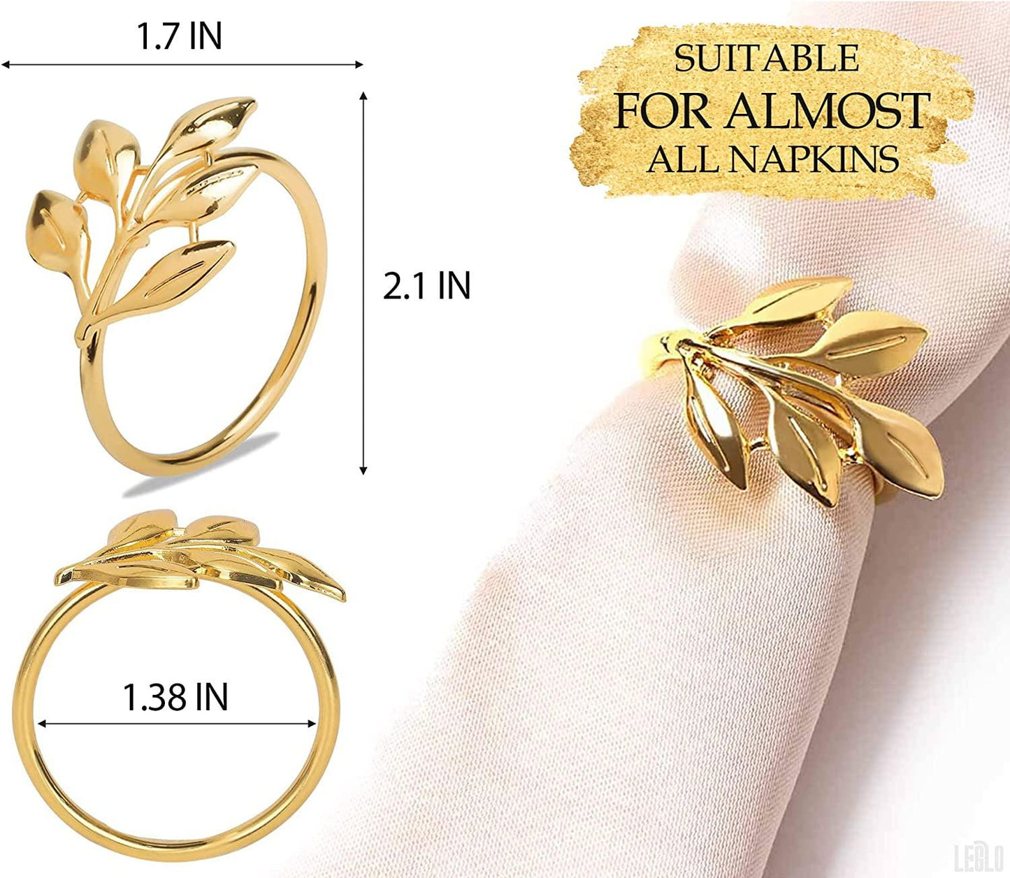 20Pcs Gold Leaf Napkin Rings - Elegant Gold Napkin Ring for Wedding Table Napkins - If you say i do