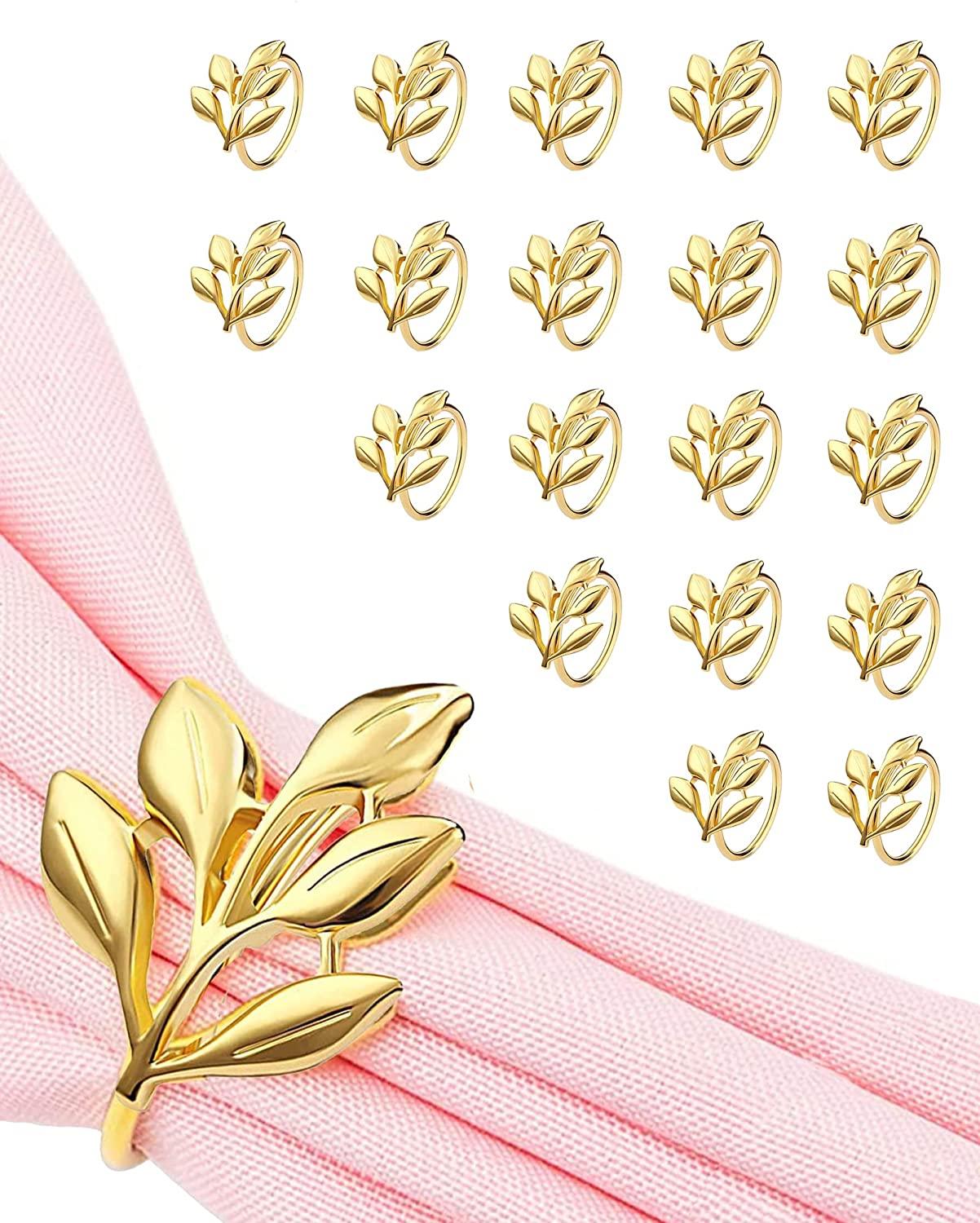 20Pcs Gold Leaf Napkin Rings - Elegant Gold Napkin Ring for Wedding Table Napkins - If you say i do