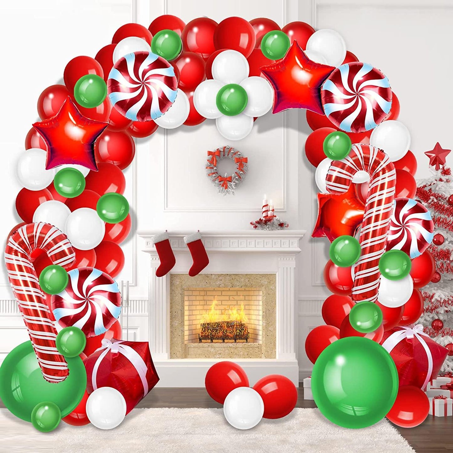 Christmas Balloon Garland Arch kit with Xmas Green Red White Candy Balloons - If you say i do