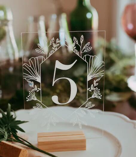 Acrylic Table Numbers - Modern Wedding Sign - Wedding Table Decor - Outdoor Boho Clear Table Number - If you say i do