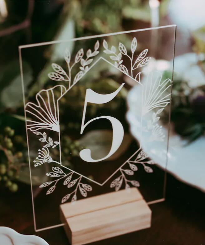 Acrylic Table Numbers - Modern Wedding Sign - Wedding Table Decor - Outdoor Boho Clear Table Number - If you say i do