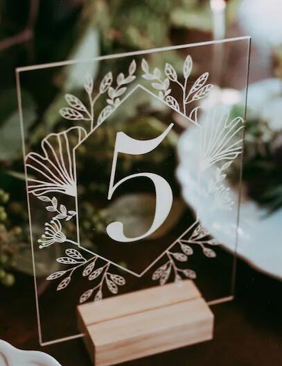 Acrylic Table Numbers - Modern Wedding Sign - Wedding Table Decor - Outdoor Boho Clear Table Number - If you say i do
