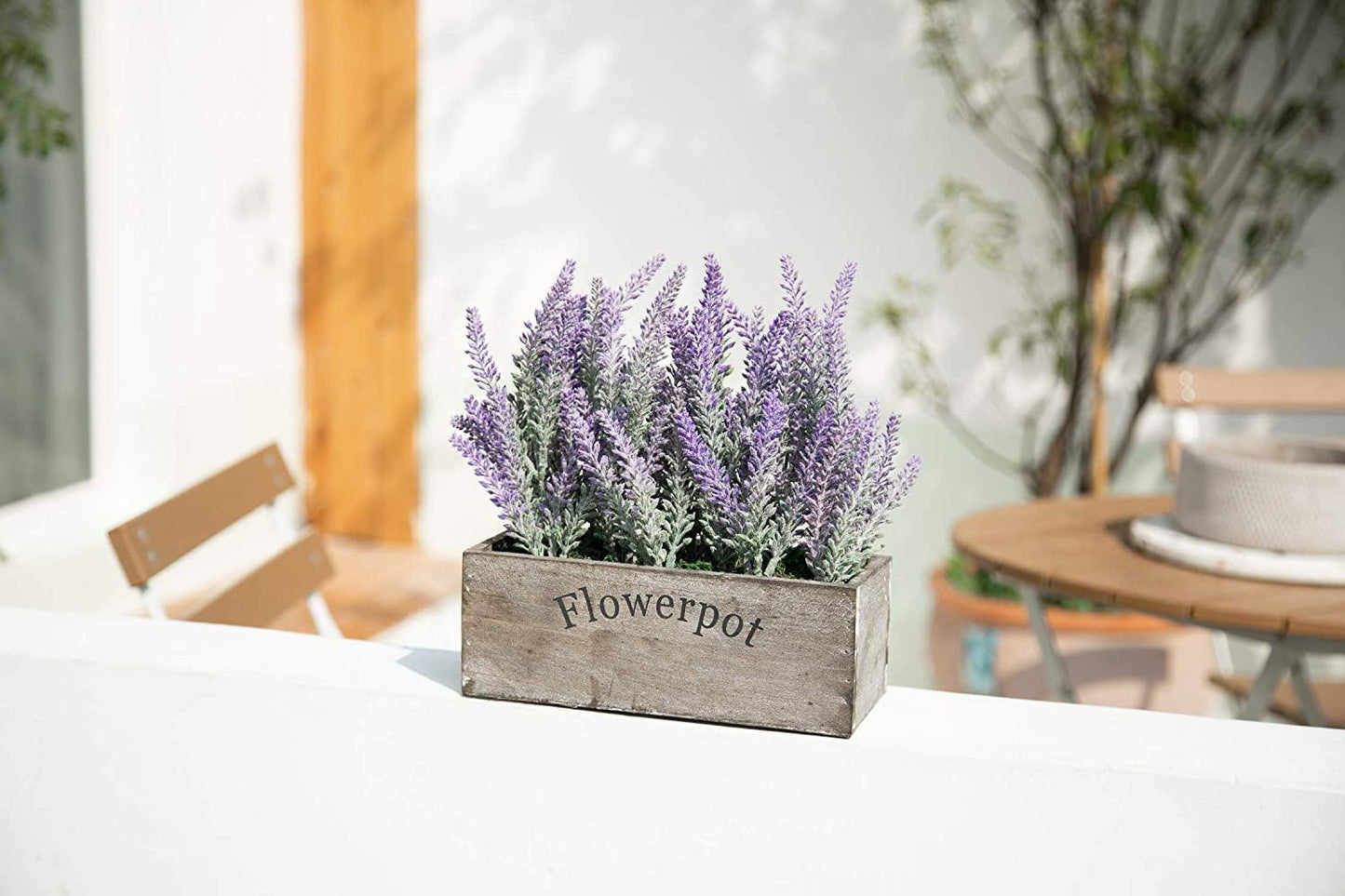 Artificial Flower Potted Lavender Plant for Home Decor (Wooden Tray, 9 Long) - If you say i do