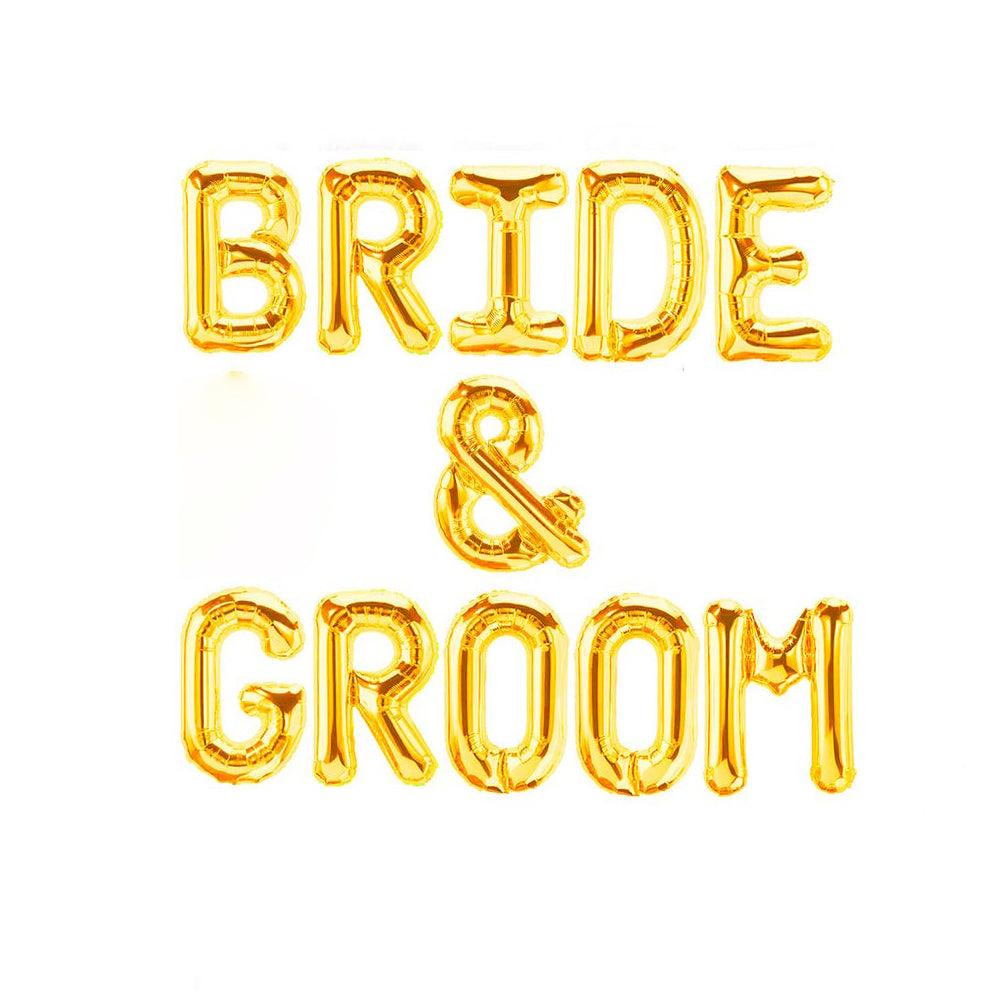 BRIDE & GROOM Letter Balloon Banner - Gold, Rose Gold and Silver Wedding Decorations - DIY Engagement Party Decorations - If you say i do
