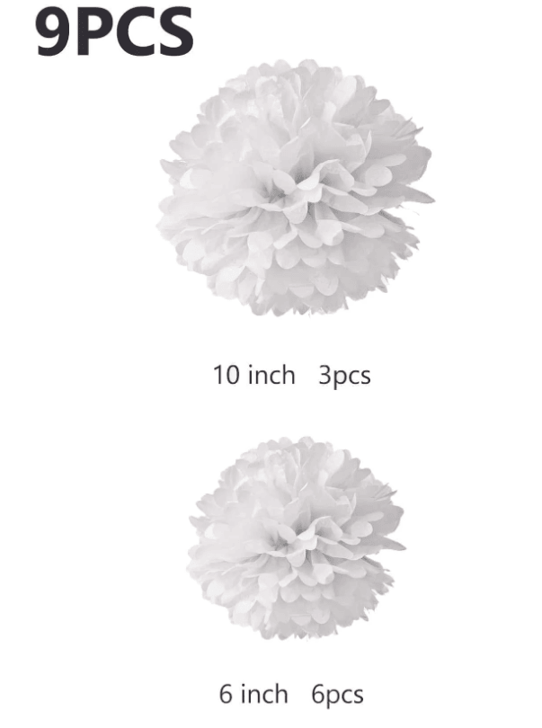 3pcs Black Artificial Paper Flowers Tissue Paper Pom Poms for Birthday  Wedding Party Decorations