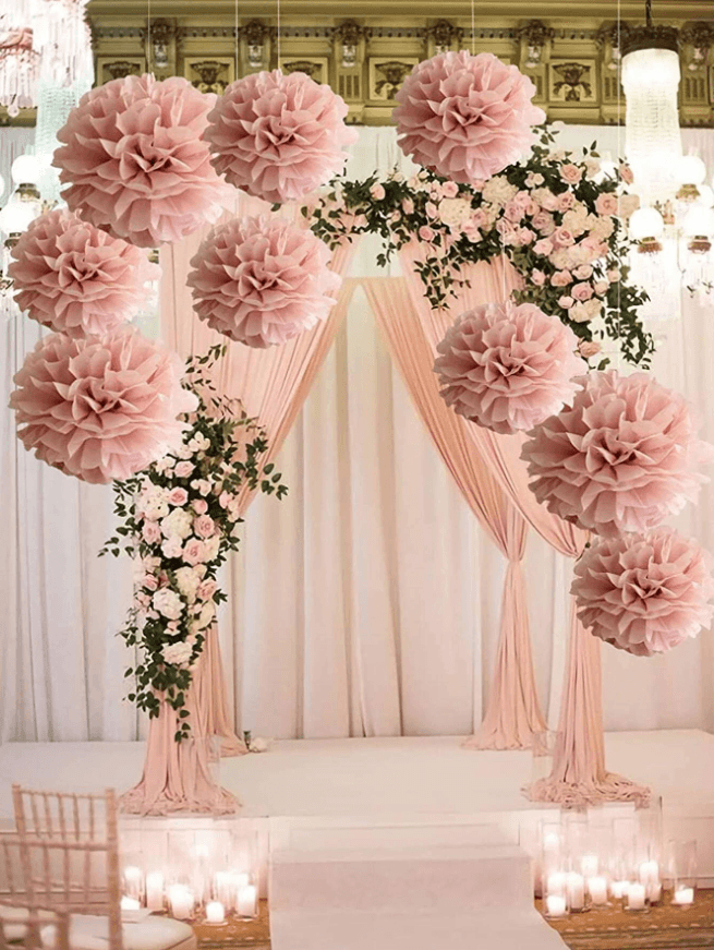 9pcs Tissue Paper Flower Ball, Baby Shower Birthday Party Decoration Paper Pom Poms - If you say i do
