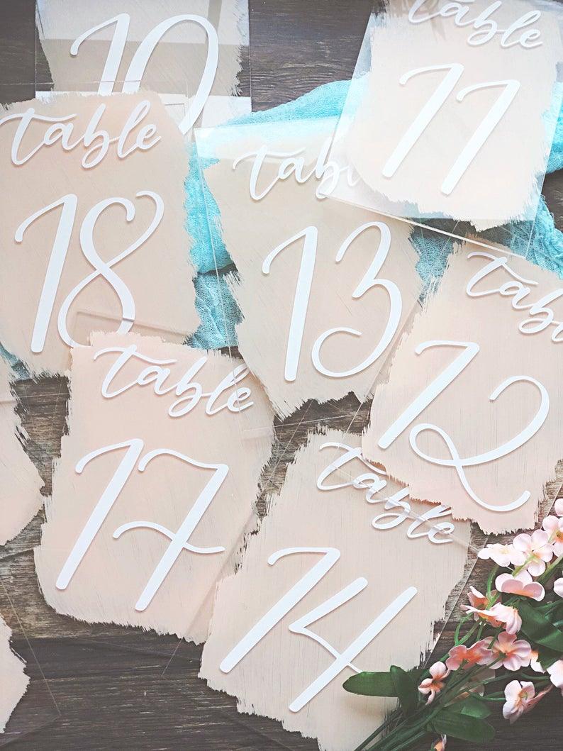 Back Painted Acrylic Wedding Table Number Sign - If you say i do