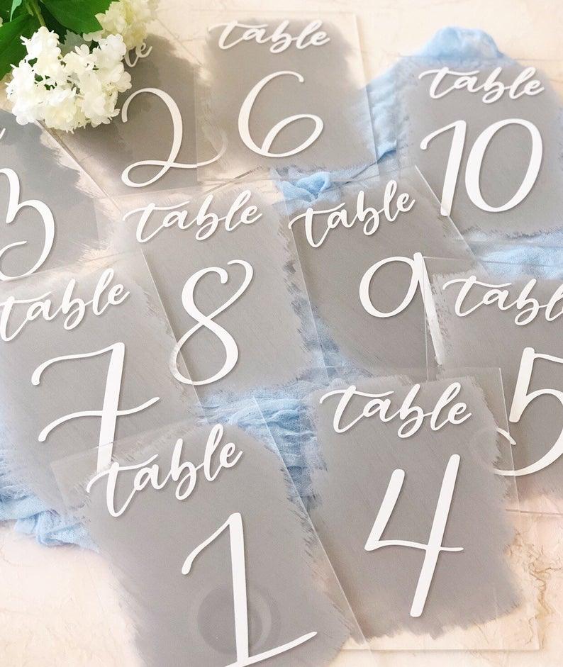 Back Painted Acrylic Wedding Table Number Sign - If you say i do