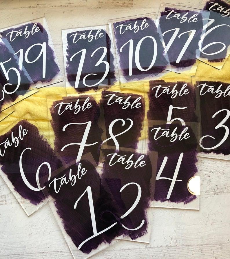 Back Painted Acrylic Wedding Table Number Sign - If you say i do