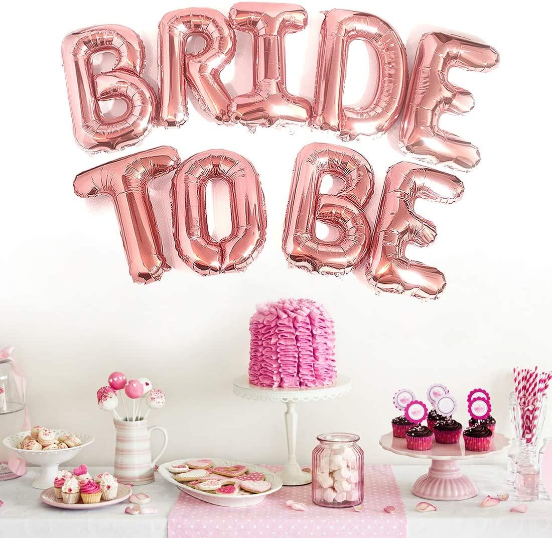 Big Bride to BE Balloons Rose Gold 16" Letters Banner - Bachelorette Party Decorations Kit - Hen Party Supplies and Favors - If you say i do
