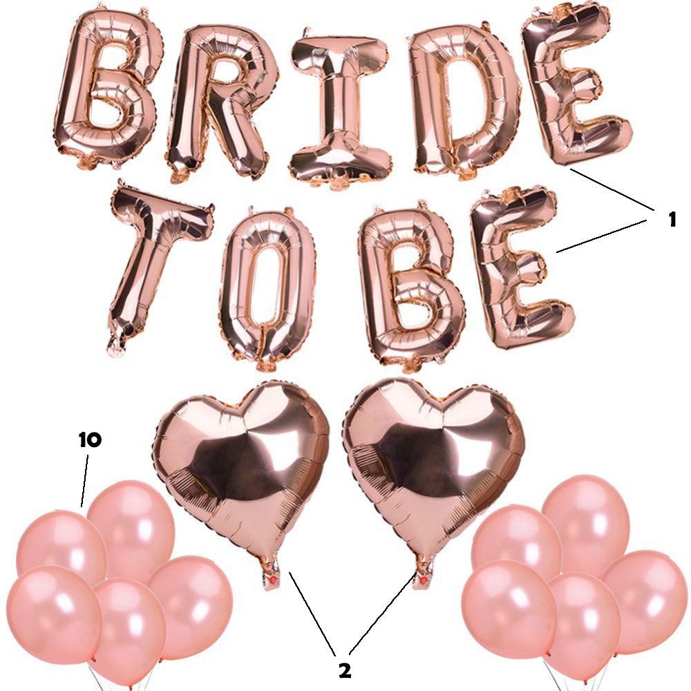 Big Bride to BE Balloons Rose Gold 16" Letters Banner - Bachelorette Party Decorations Kit - Hen Party Supplies and Favors - If you say i do