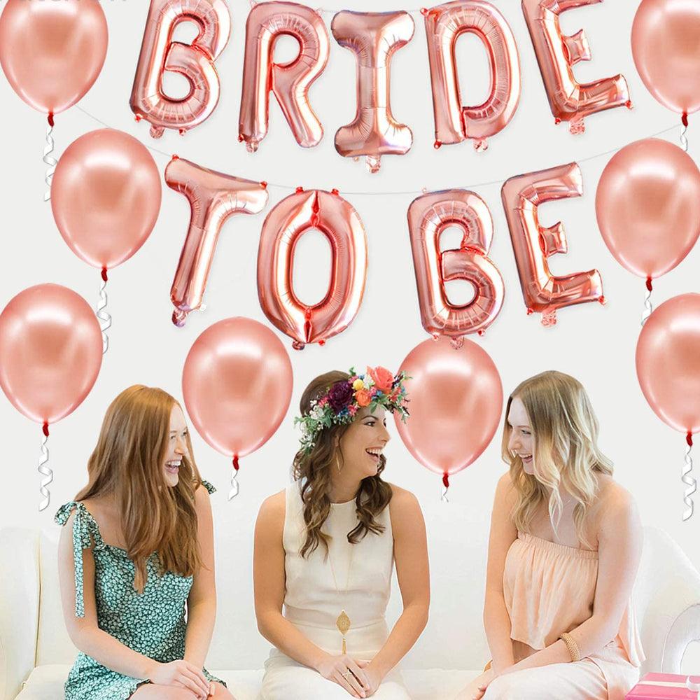 Big Bride to BE Balloons Rose Gold 16" Letters Banner - Bachelorette Party Decorations Kit - Hen Party Supplies and Favors - If you say i do