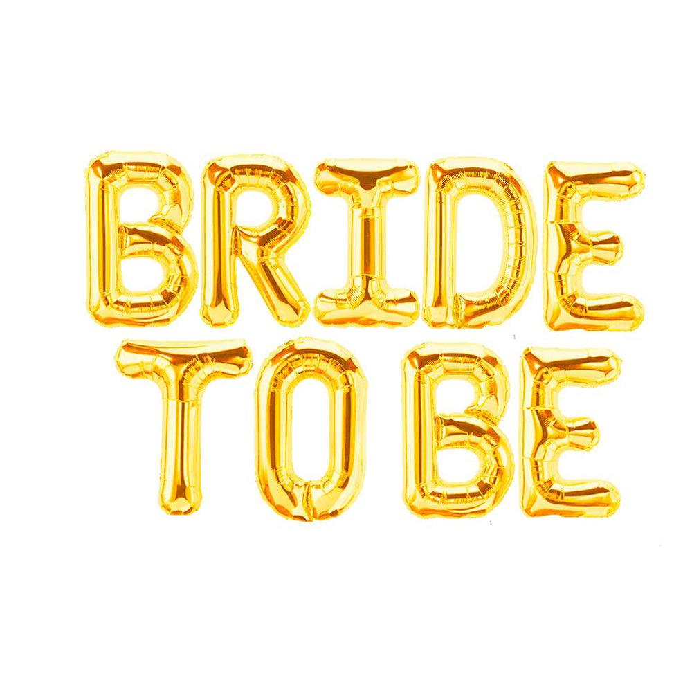 16 inch Bride To Be Letter Balloon Banner - Gold, Rose Gold & Silver Party Decorations - DIY Engagement Party or Bachelorette Decorations - If you say i do