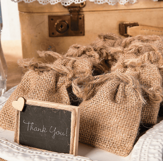 10PCS Burlap Gift Bags Wedding Hessian Jute Bags Linen Jewelry Pouches with Drawstring - If you say i do