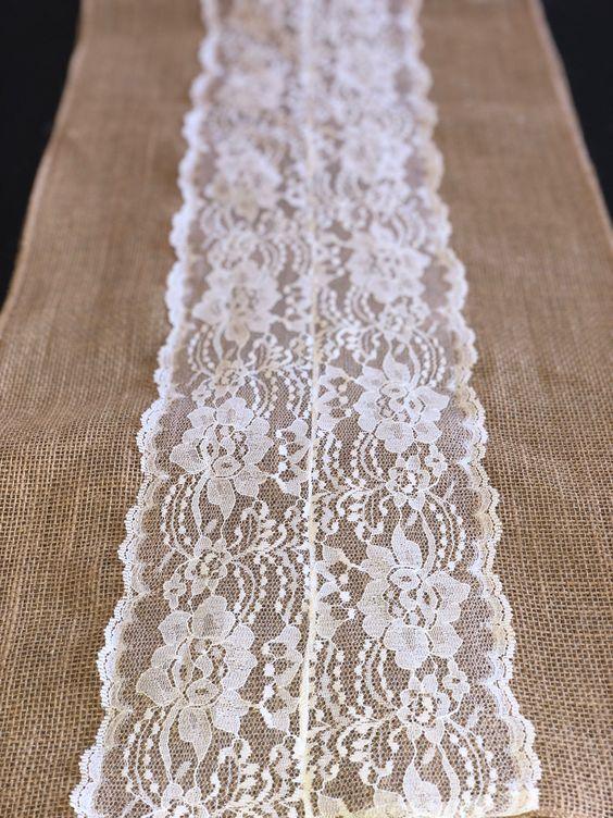 72 Inch Burlap Lace Table Runners Wedding Table Runner - Rustic Table Runner Natural Centerpieces Runners for Party Birthday Decor - If you say i do