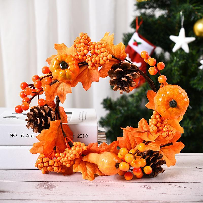 Fall Wreaths, 12 Inch Fall Pinecone Pumpkin Wreath Front Door Hanging Artificial Wreath Garland - If you say i do