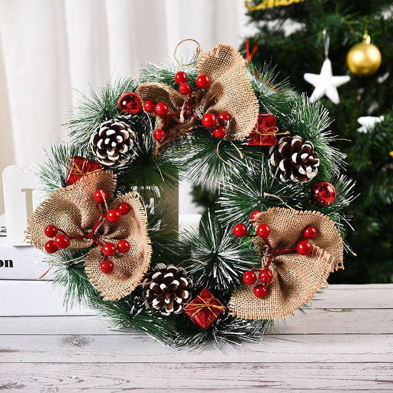 Christmas Wreaths, 12 Inch Christmas Burlap Pinecone Front Door Hanging Artificial Wreath - If you say i do