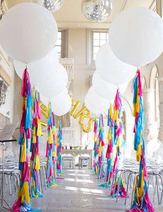 18 Inch Large Strong Balloons For Birthday Parties - Rainbow Pattern, 8 Count (Can Inflate To 36 Inches)