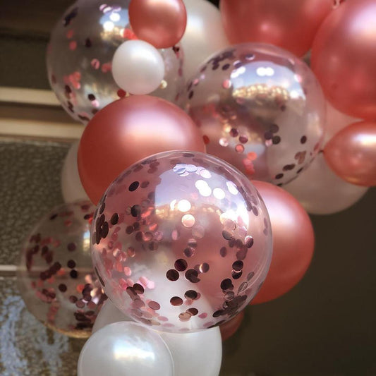 60 pcs 12 inch White Metallic Gold Party Balloon with 33 Ft Rose Gold Ribbon for Birthday - If you say i do