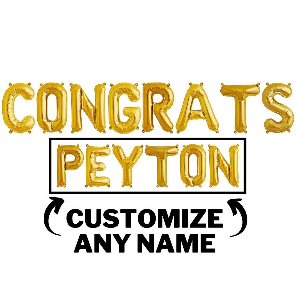 16 inch Congrats Balloon Banner / Custom Name Letter Balloons - Gold, Rose Gold & Silver Graduation Party Decorations - If you say i do
