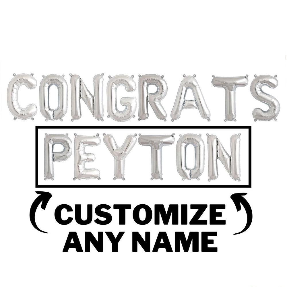 16 inch Congrats Balloon Banner / Custom Name Letter Balloons - Gold, Rose Gold & Silver Graduation Party Decorations - If you say i do