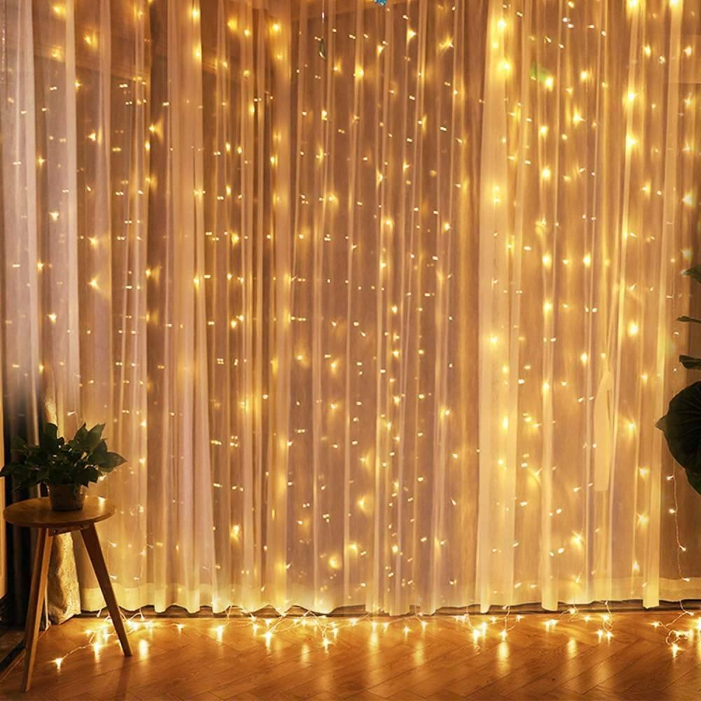 Curtain Lights with Remote, 8 Modes Curtain String Lights for Party - If you say i do