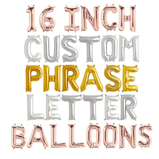 Custom Letter Balloon Banner - 16" Letter & Number Foil Mylar Balloons - Create Your Own Phrase/Name/Word - Gold, Rose Gold and Silver - If you say i do
