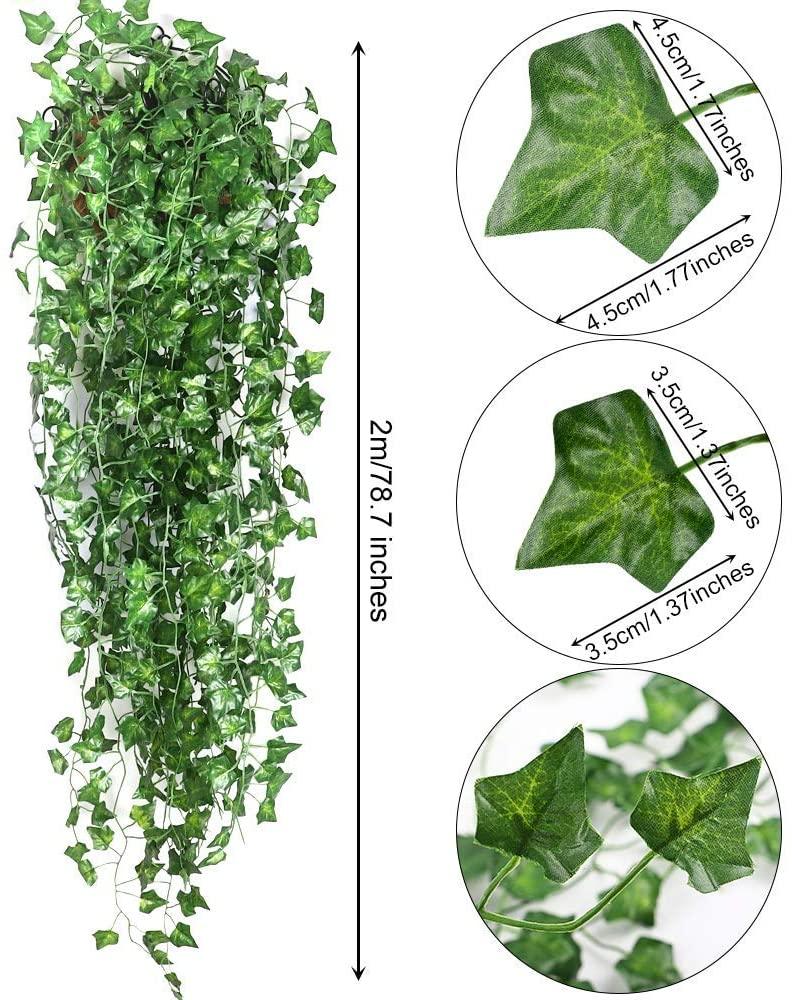 Fake Hanging Plants Artificial Fake Leaves Long Green Silk Ivy