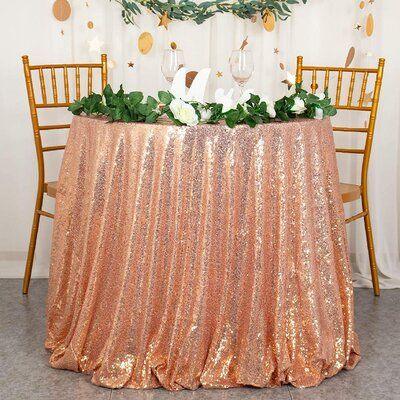 Sequin Tablecloth - 72in Round Tablecloth Glitter Sequin Table Cloth for Wedding Party Banquet - If you say i do