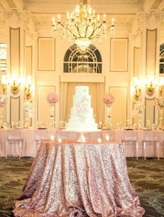 Sequin Tablecloth - 72in Round Tablecloth Glitter Sequin Table Cloth for Wedding Party Banquet - If you say i do