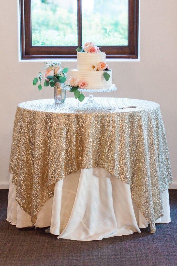 Sequin Tablecloth - 72in Round Tablecloth Glitter Sequin Table Cloth for Wedding Party Banquet - If you say i do