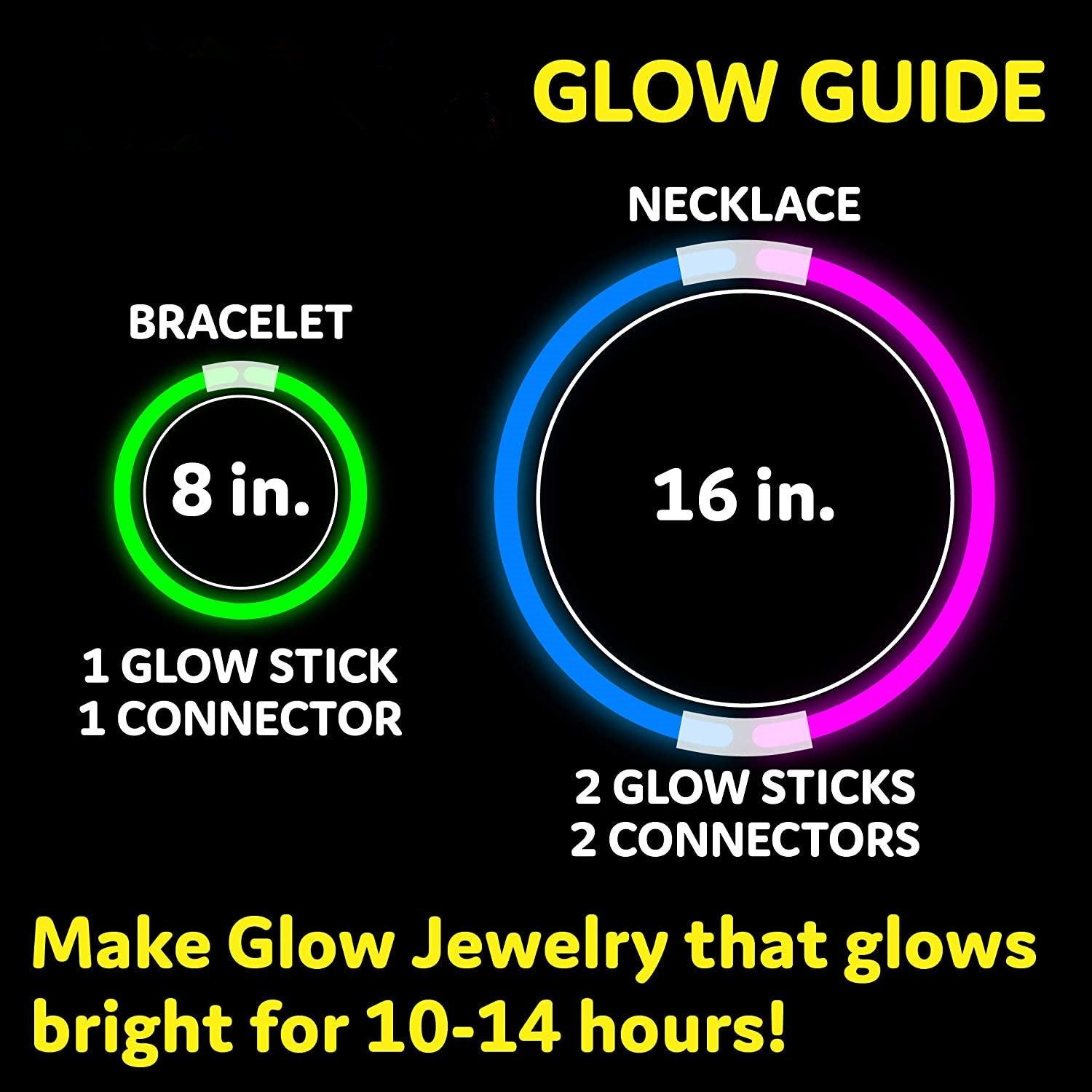 8 Premium Glow Bracelets (100-Pack) with Connectors