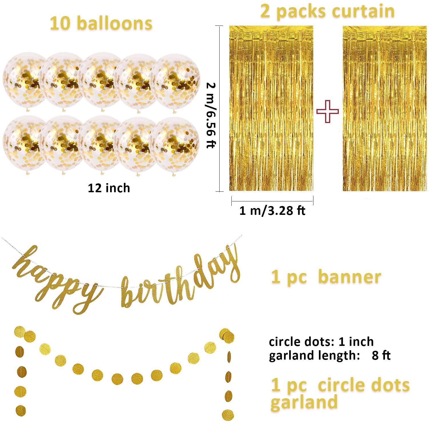 Gold Confetti Happy Birthday Balloon