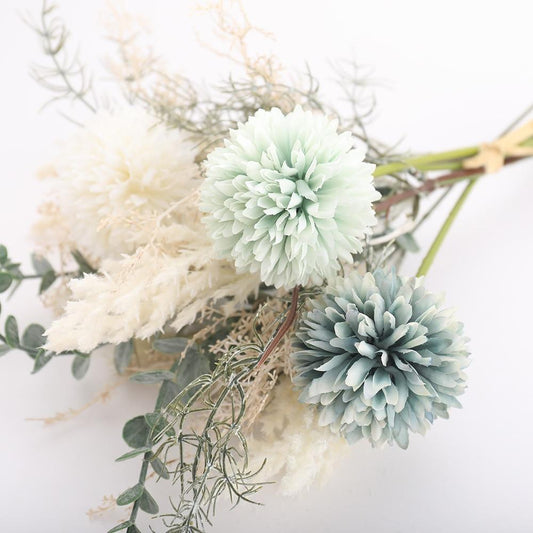 White Artificial Flowers Dandelion Big Bouquet Autumn Silk Plastic Fake Flower for Home Wedding Decoration - If you say i do